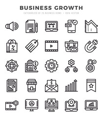 Collection of Business Growth 25 Lineal Icons Pack.