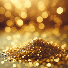 golden glitter, with a beautifully blurred background creating a bokeh effect