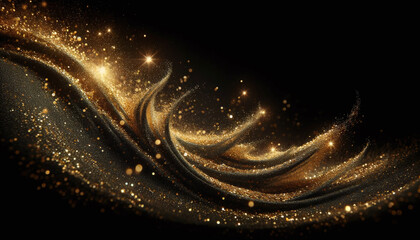 glitter lights grunge background, gold glitter defocused abstract Twinkly Lights Background. - 750438660