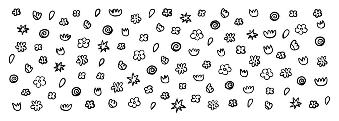 Cute hand drawn doodle flower set. Vector collection scribble elements