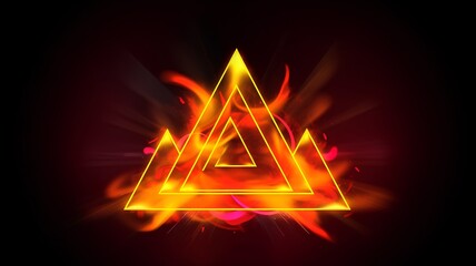 Fototapeta na wymiar Abstract glowing triangle on fire background. Vector illustration. Eps 10.