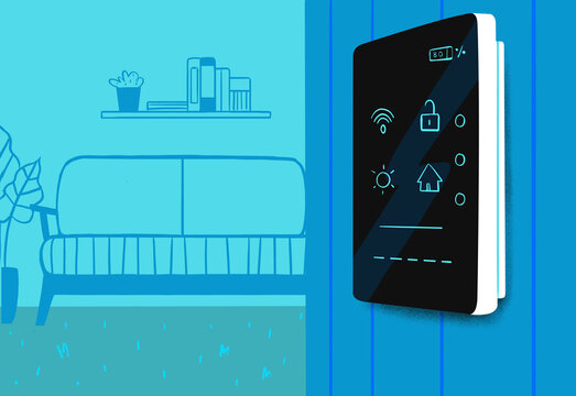 Modern smart home device mounted on wall