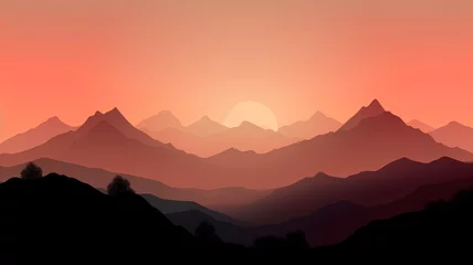 Fotobehang Mountain landscape at sunset. Vector illustration for your design. EPS10 © Ai