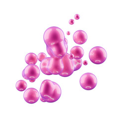 pink 3d spherical metaball particles on transparent background