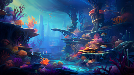 Fototapeta na wymiar Underwater world. Underwater world with corals and tropical fish.