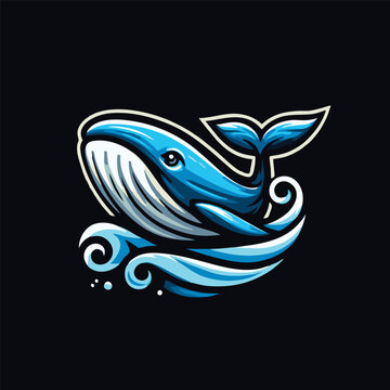 whale logo esport style vector illustration