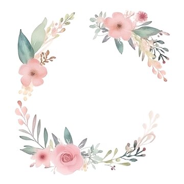 Watercolor floral wreath isolated on white background. Hand painted illustration.