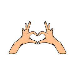 heart shaped hand vector illustration of index finger and thumb