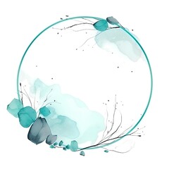 Blue watercolor floral frame with place for text. Vector illustration.