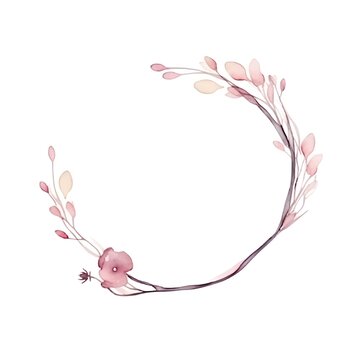 Watercolor floral wreath isolated on white background. Hand painted illustration.