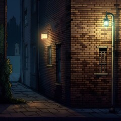 Street in the old town at night. Vector illustration. Eps 10.