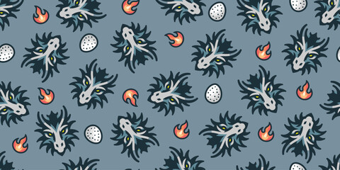 Mystical dragon background.Seamless pattern. Vector.
幻想的ドラゴンのシームレスパターン
