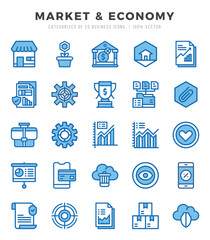 Market & Economy Two Color icons collection. Two Color icons pack. Vector illustration