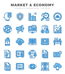 Market & Economy icons set. Collection of simple Two Color web icons.