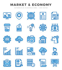 Market & Economy Two Color icons collection. 25 icon set in a Two Color design.