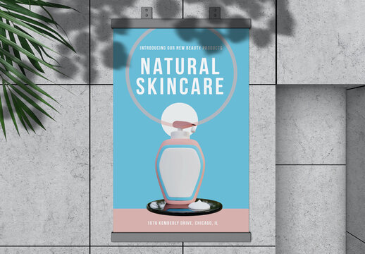 Blue And Pink Skincare Branding Poster