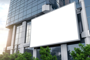 Horizontal billboard mockup on a modern building frontage. Generative ai - 750447025