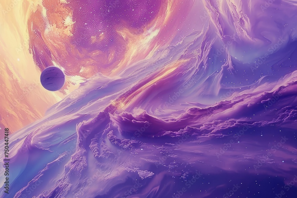 Wall mural abstract formations resembling planetary orbits and cosmic trajectories against a backdrop of swirli