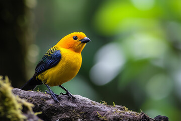 Fototapeta premium Golden callista, (Tangara arthus), golden tanager, Tangara Dorada 