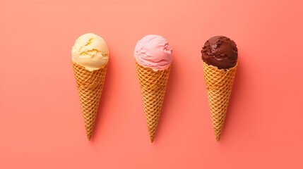 Flavorful Ice Cream Trio on Pink