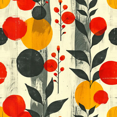 Flowers Plants Leaves Frameless patterns to enlarge and use as a graphic element like background, ai generated