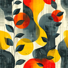 Flowers Plants Leaves Frameless patterns to enlarge and use as a graphic element like background, ai generated