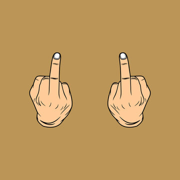 left and right hand middle finger gesture middle finger sign vector illustration