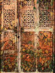 detail of a traditional thai door