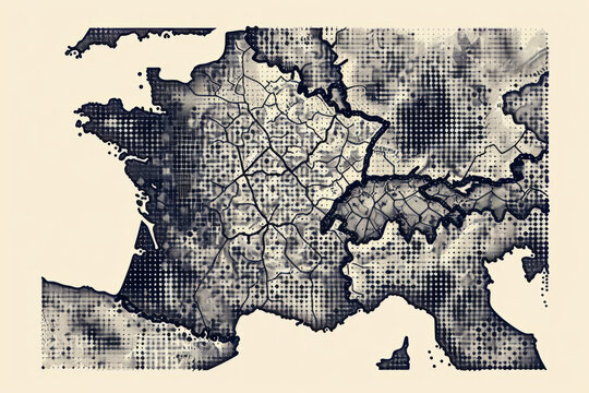 Map of France, Europe. European geography
