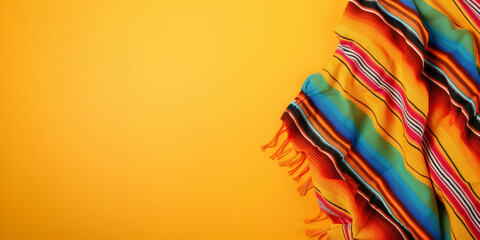 Mexican celebration: A colorful blanket with a yellow background