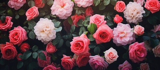 Elegant Pink Roses Adorned with Lush Green Leaves in a Beautiful Garden Setting
