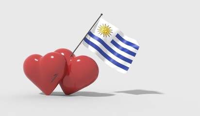Cuori uniti da una bandiera con colori Uruguay