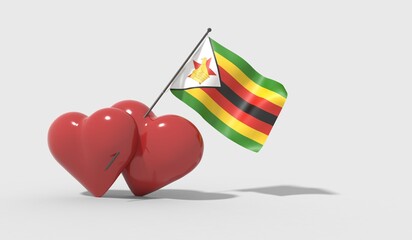 Cuori uniti da una bandiera con colori Zimbabwe