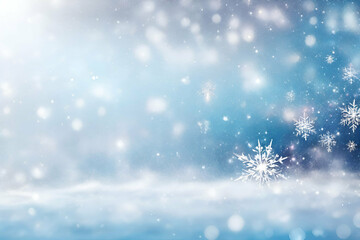 Fototapeta na wymiar Abstract winter magic background with snowflake, sparkle and bokeh