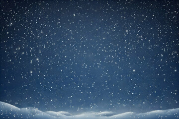 Obraz premium flying snow flakes and stars on dark blue night background