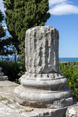 Remains of Roman Neptune Temple dedicated to god of the sea, Porec, Croatia, Istria