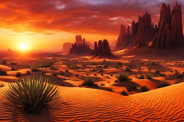 Schilderijen op glas Fantastic Desert Landscape (JPG 300Dpi 10800x7200) © CreativityMultiverse