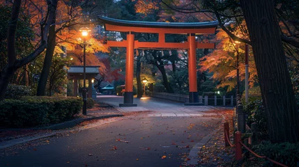 Afwasbaar fotobehang The Torii gate a Shrine in Tokyo Japan © Gefer