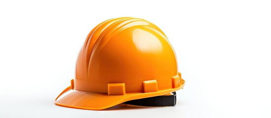 Bright Orange Pumpkin Paired with a Vibrant Yellow Hard Hat on Clean White Background
