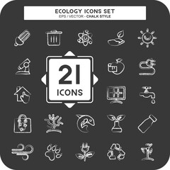 Icon Set Ecology. suitable for Ecology symbol. chalk Style. simple design editable