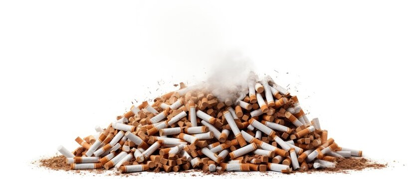 Toxic Addiction: Stack of Cigarettes Emitting Smoke, Symbolic of Health Hazards and Smoking Habit