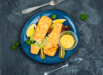 Fried Fish fillets with breadcrumbs