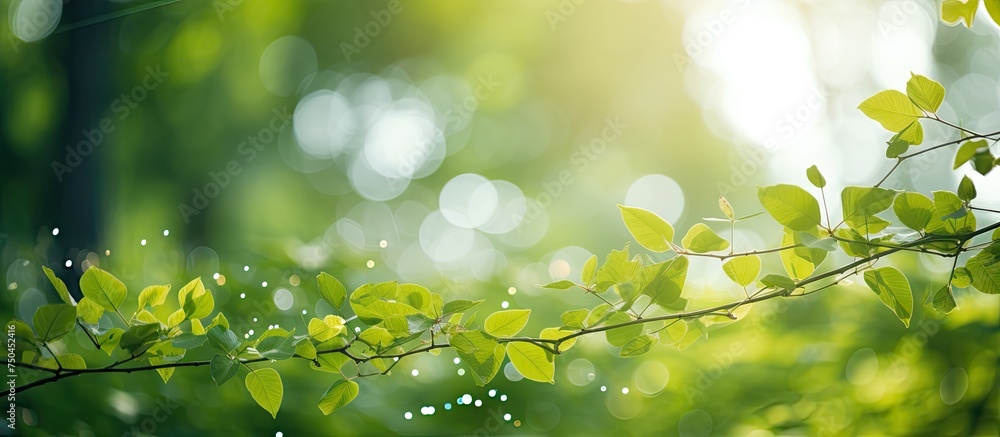 Poster Tranquil Empty Path Passing Through Lush Green Fields with Sunlight Filtering Through Leaves