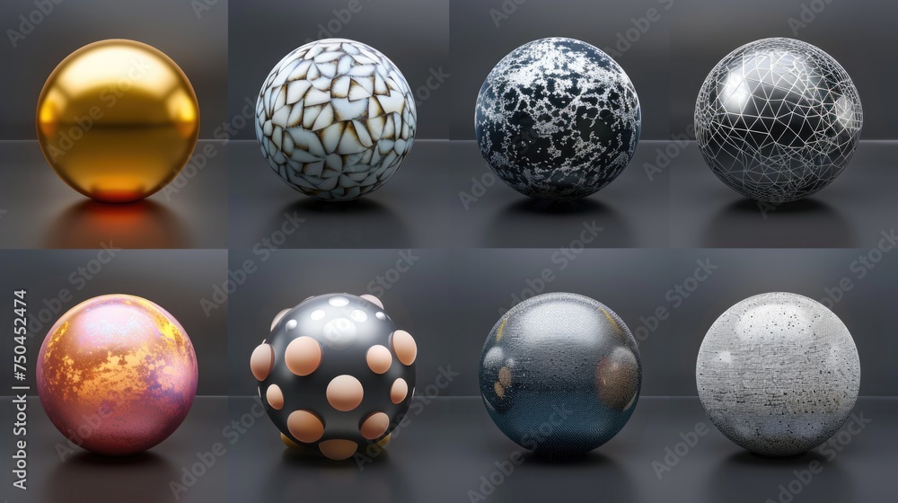 Poster various colored spheres on a dark background. ideal for design projects