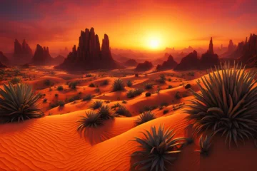 Gordijnen Fantastic Desert Landscape (PNG 8208x5472) © CreativityMultiverse
