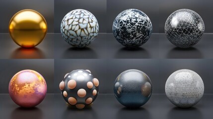 Various colored spheres on a dark background. Ideal for design projects