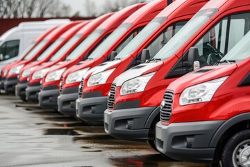 Generic row of new vans in a parking bay ready for purchase