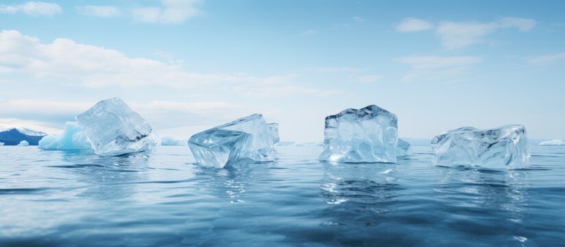 Majestic Icebergs Drifting in the Crystal Blue Waters of the Arctic Ocean