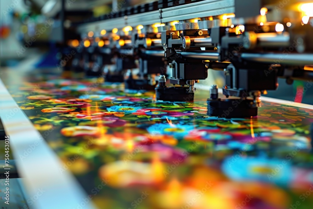 Poster detailed image of a flower printing machine. suitable for technology or gardening concepts