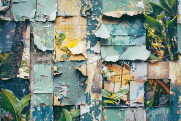 A textured wall covered in peeling paint. Suitable for backgrounds and textures